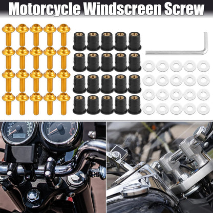 20 x M5 5mm Windscreen Screws Fairing Windscreen Screws Gold Tone for Motorcycle