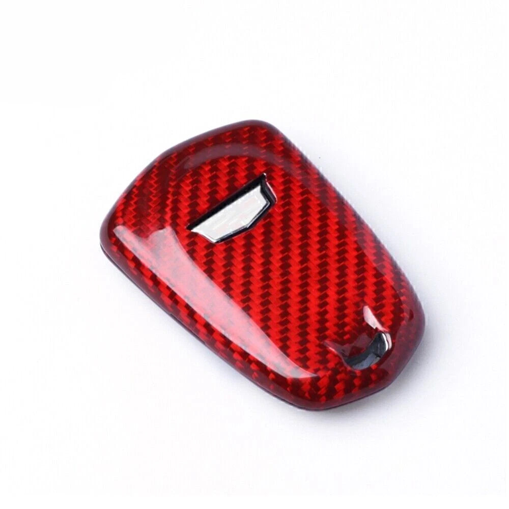 Key Cover Case for 2015-2023 Cadillac ATS CTS CT6 Carbon Fiber Red (2015-2023)