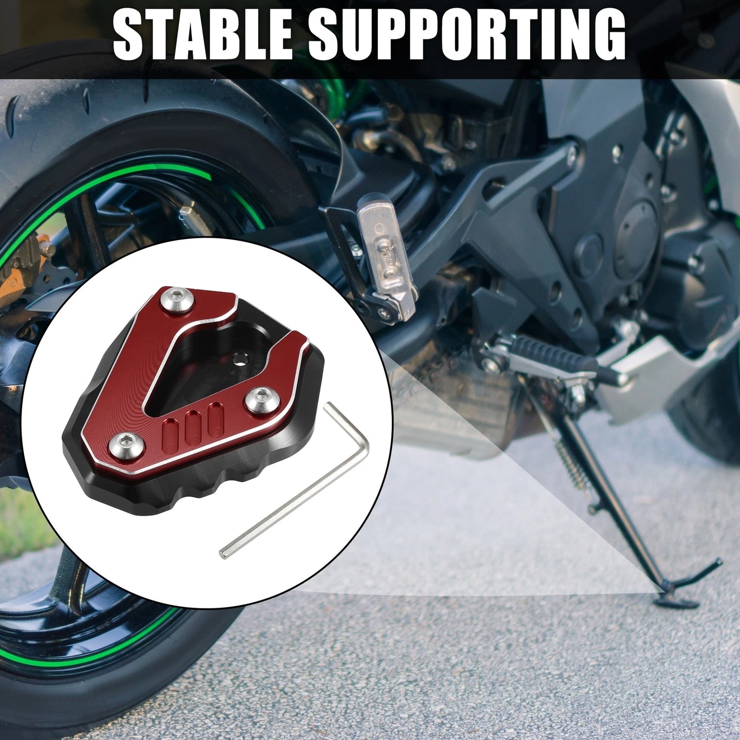 Set Aluminum Alloy Motorcycle Kickstand Pad for BMW S1000RR (2019–2023)