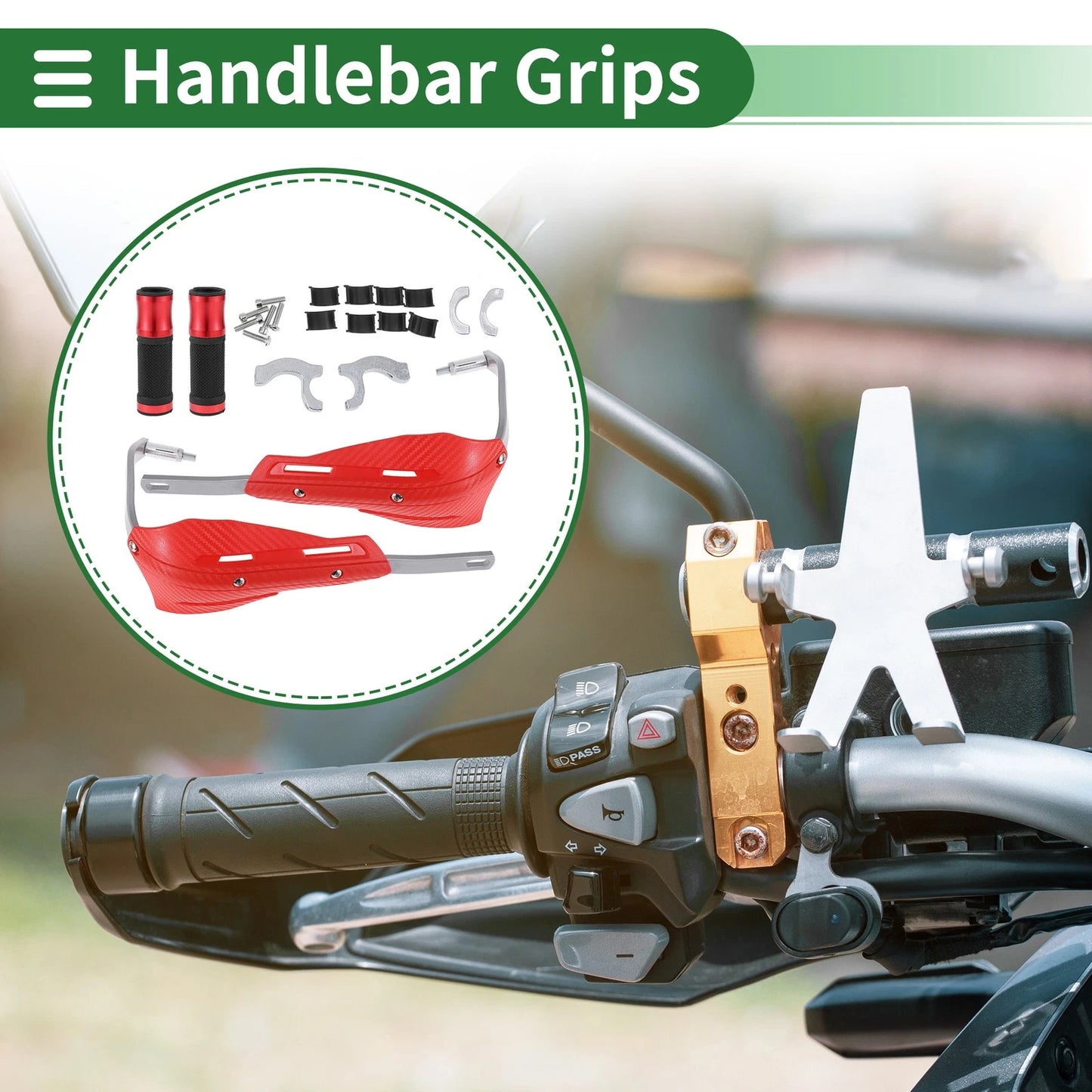 Handlebar End Grips / Red Aluminum Alloy Rubber for Motorcycle