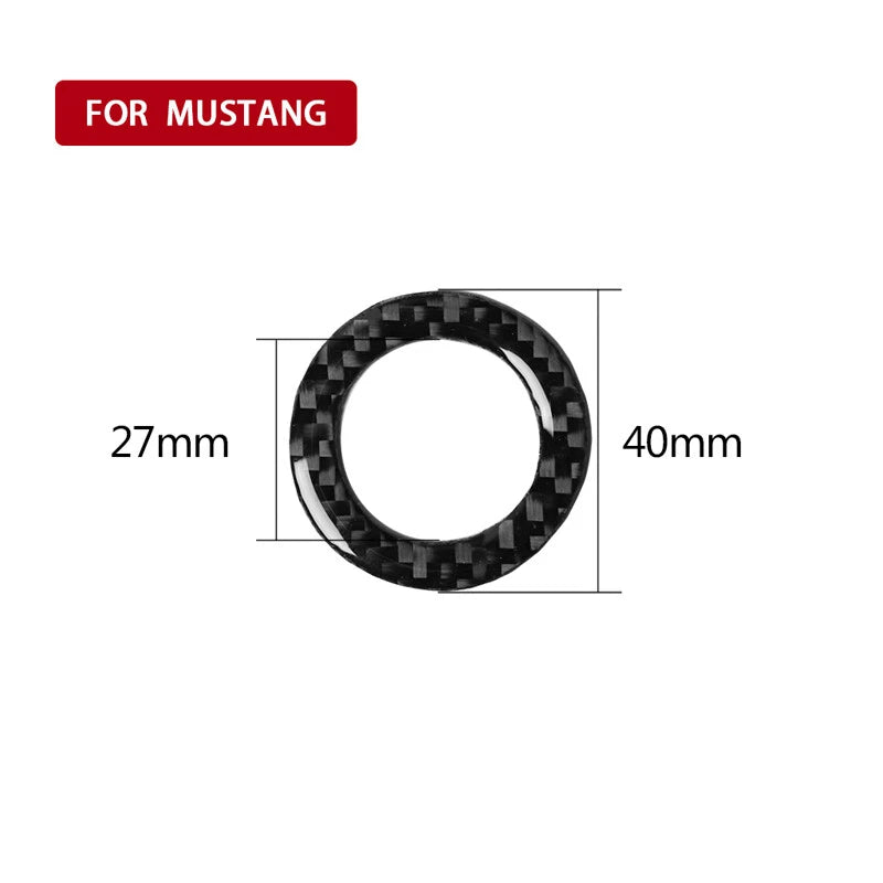 Carbon Fiber Engine Start Hole Ring Trim Fit For Mustang 2009- 2013
