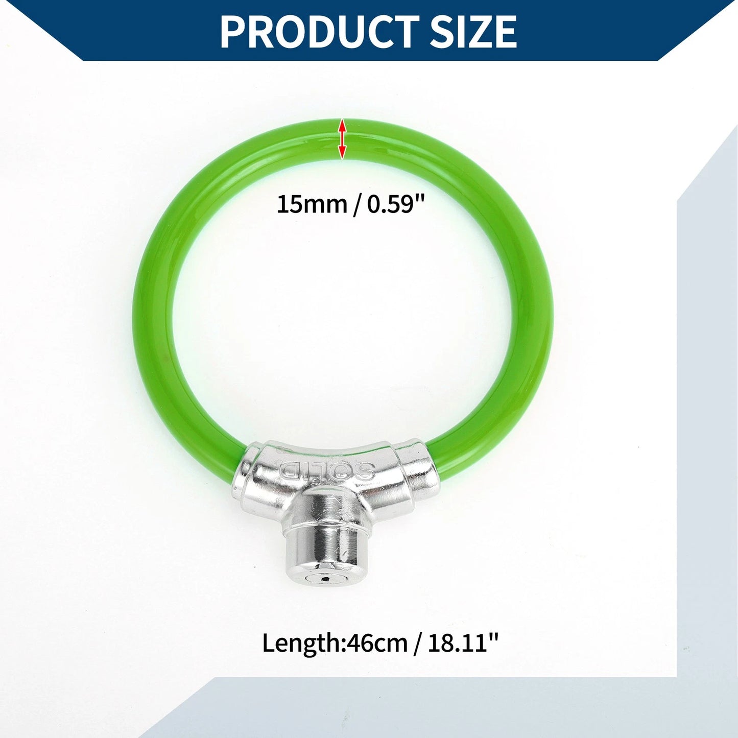 Portable 46cm Anti-Theft Bicycle Lock Mini Ring for Bike - Green