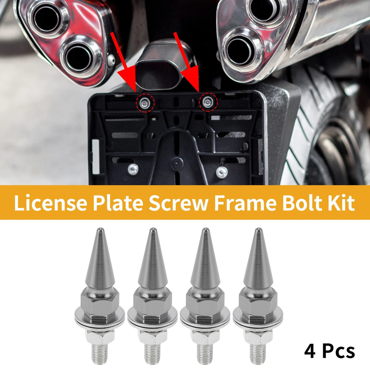 Universal M6 License Plate Screws Cover 4 x 54mm Titanium Tone for Motorcycle