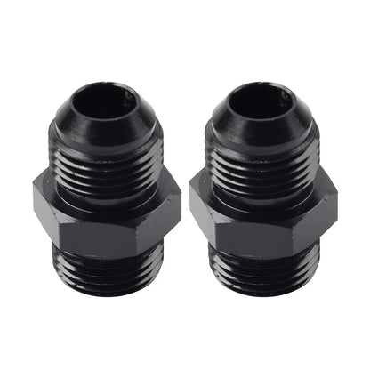 2 x Black Aluminum AN10 Flare to 6AN ORB Male Fitting Adapter for Universal