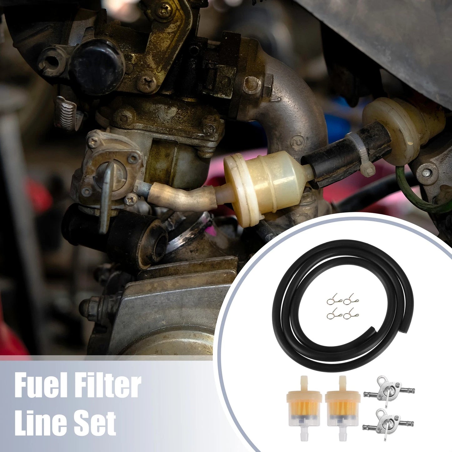 Set Motorcycle Fuel Filters with 2 Valve Petcock for CRF50 70 Moped