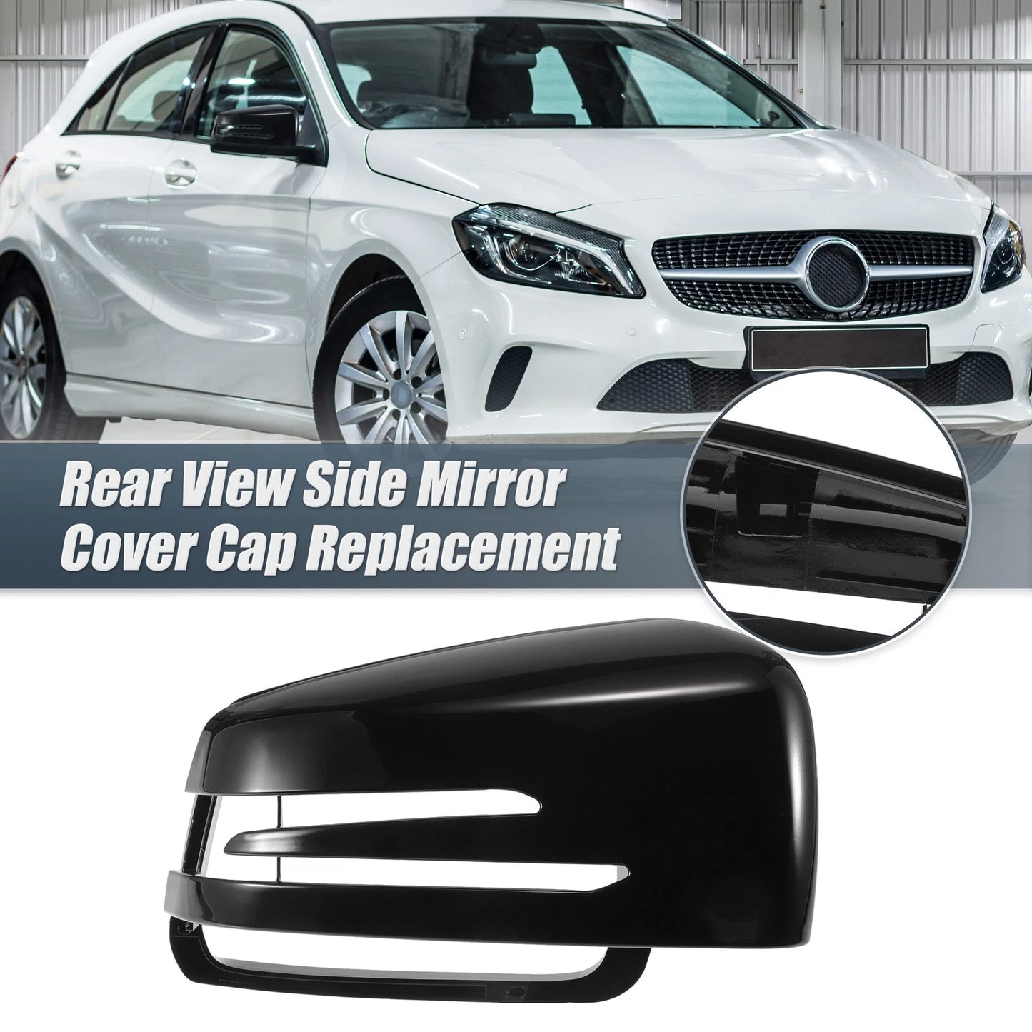 Right Mirror Cover Cap Gloss Black for Mercedes Benz A Class B Class C Class (2013-2023)