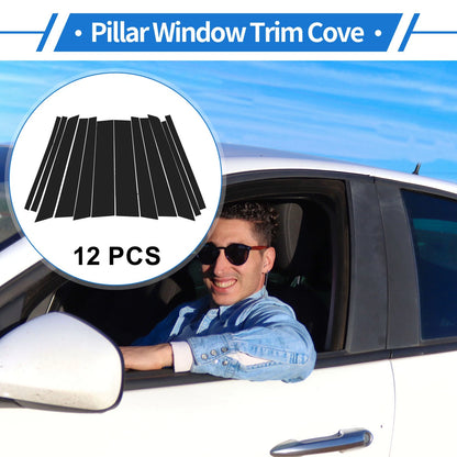 12 Pcs Door Pillar Window Trim for Land Rover Range (2003-2013) Black