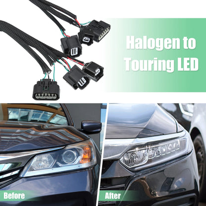 2 x Headlight Adapter Wires for Honda Accord Sedan Halogen to Touring LED (2016-2017)