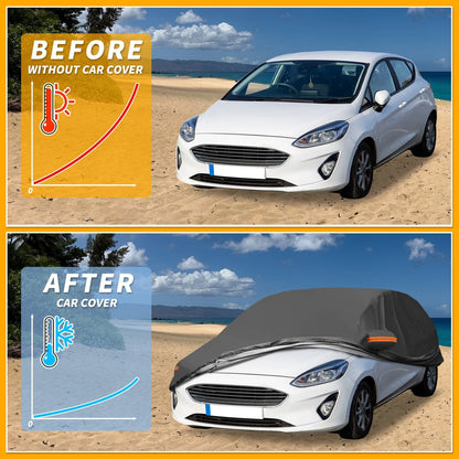 Waterproof All Weather Car Cover with Reflective Straps for Ford Fiesta (2011-2019)