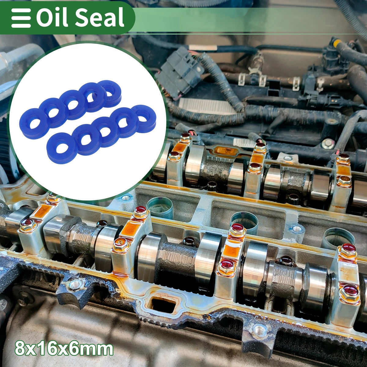 Oil Seal TPU 8x16x6mm High Pressure Blue 10 Pcs