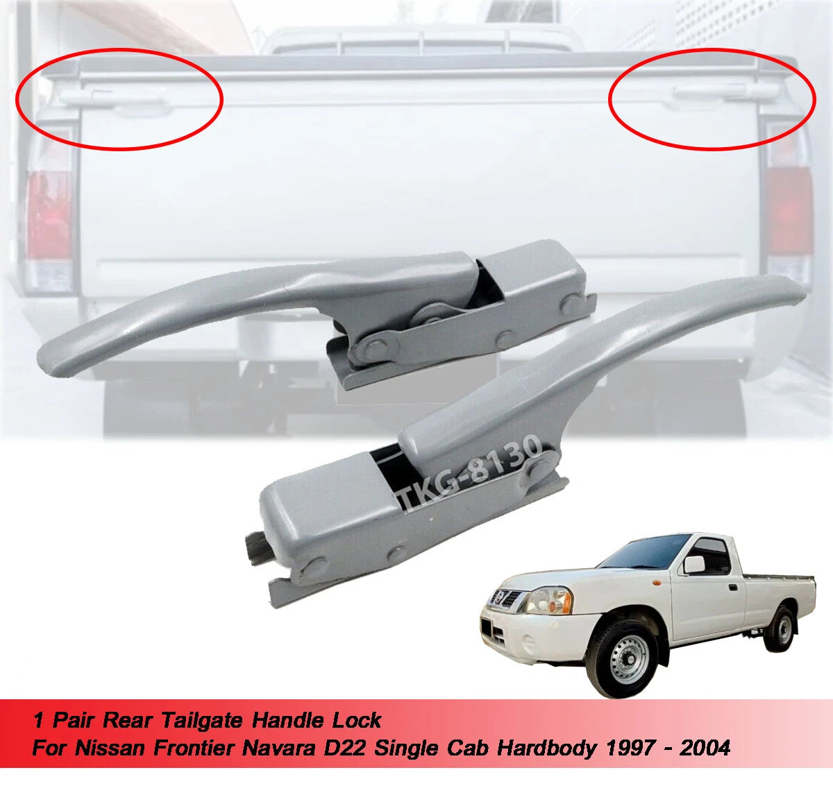 2 x Rear Tailgate Locks for Nissan Navara D22 (1997-2004)