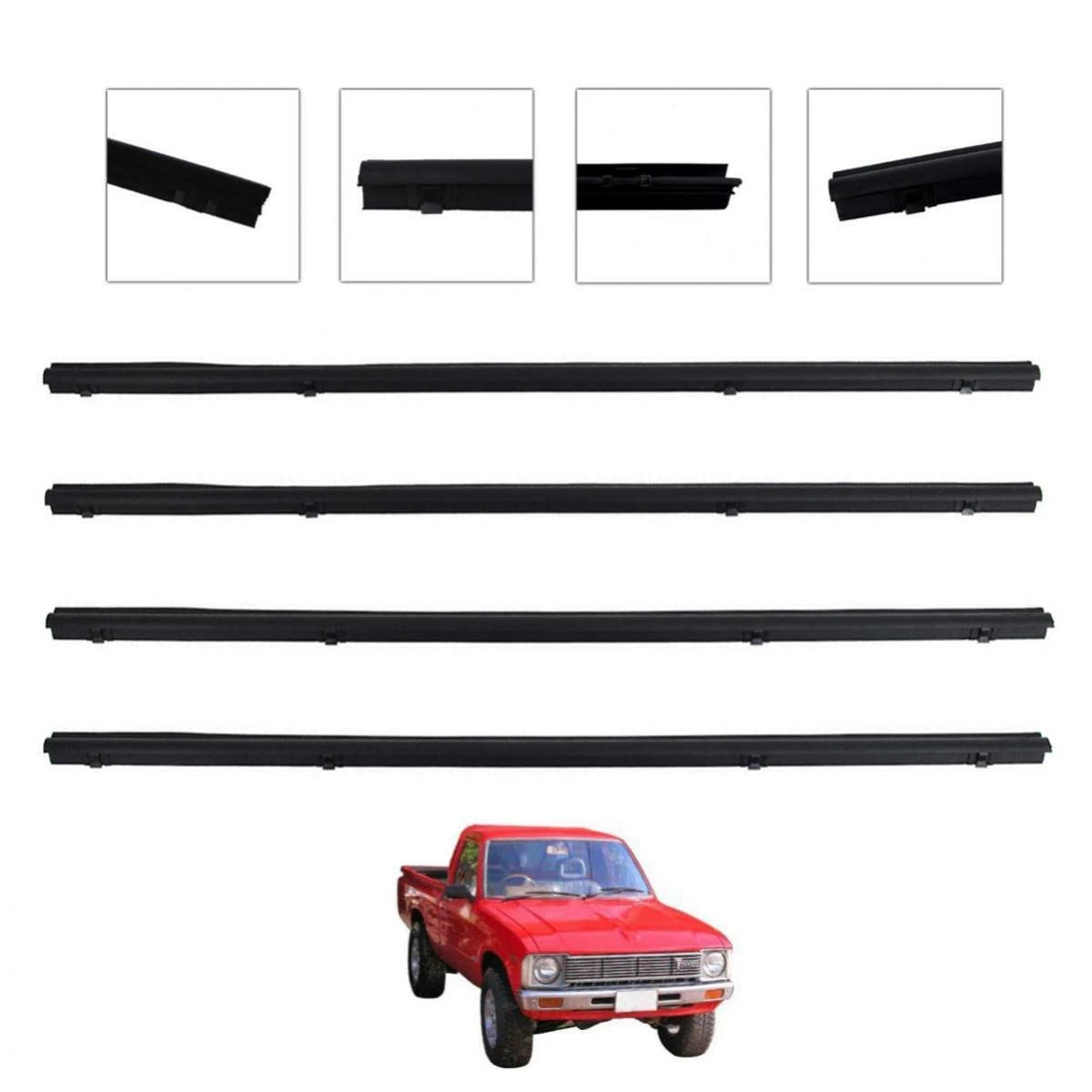 Set 4x Weatherstrip Door Belt Outer Inner Fit Toyota Hilux RN30 LN40 UTE 1978-83