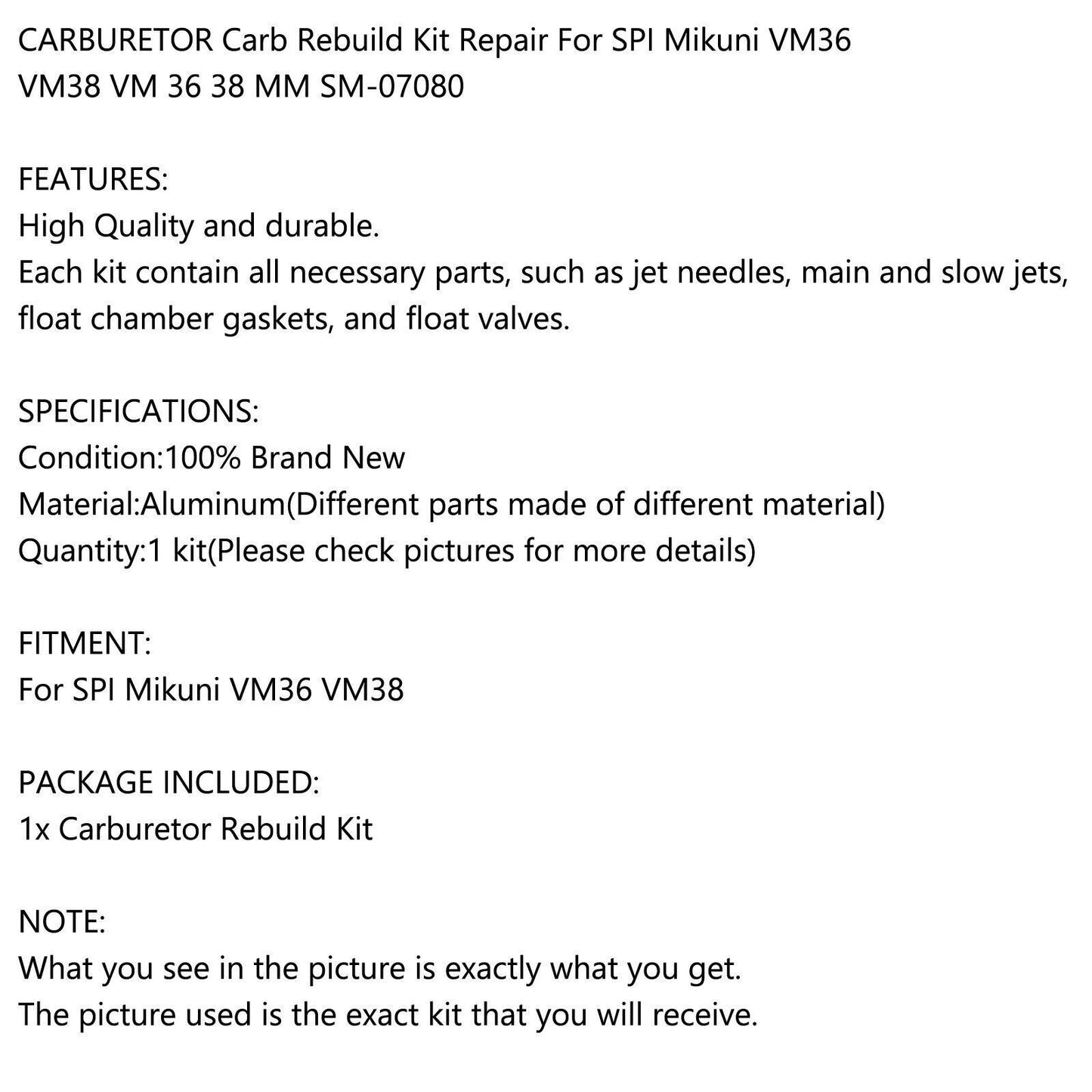 Carburetor Repair Kit for SPI Mikuni VM36 VM38