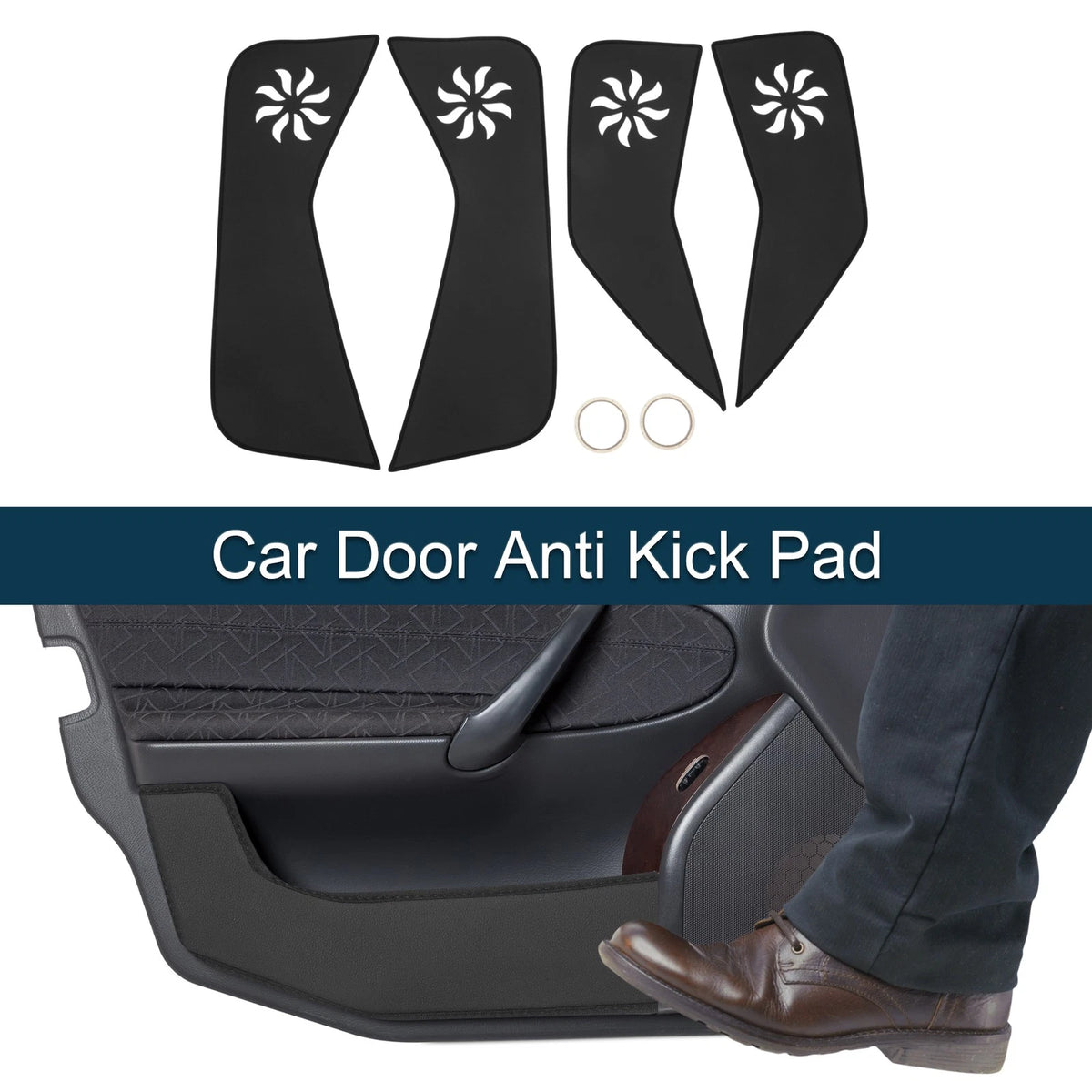 Car Door Anti Kick Pad Sticker Protector for Ford Escape (2013-2015) Black 1 Set