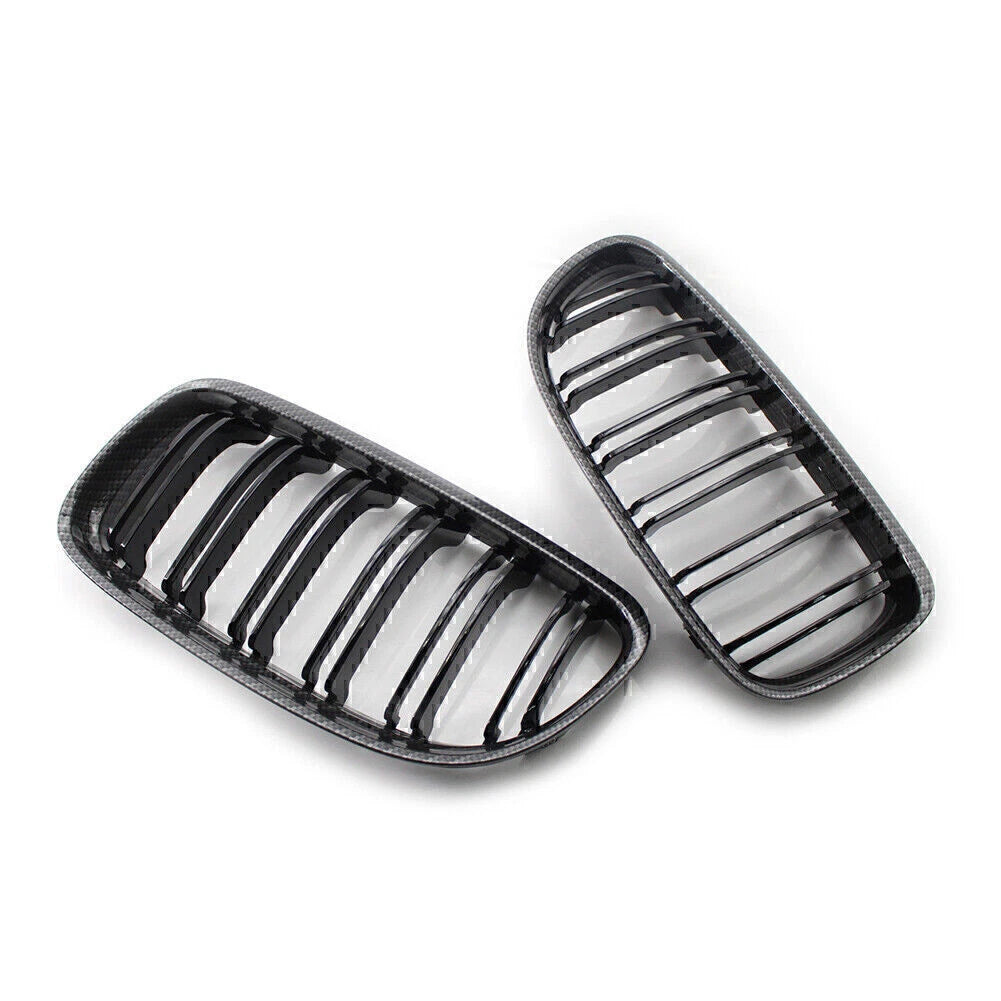 Carbo & Black Double Slat Front Kidney Grille for BMW E90 E91 325i 328i 335i (09-12)