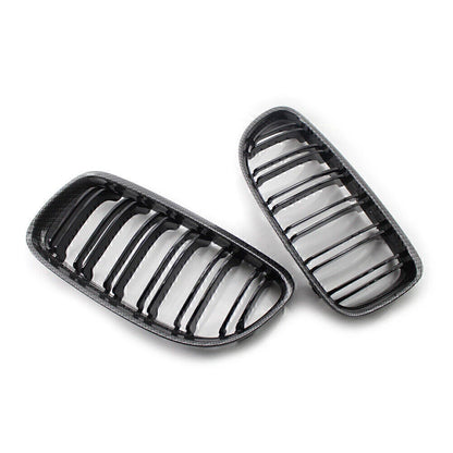 Carbo & Black Double Slat Front Kidney Grille for BMW E90 E91 325i 328i 335i (09-12)