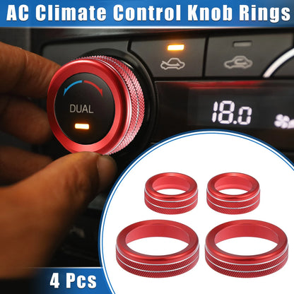 4 Pcs AC Climate Control Knob Rings for Ford Maverick (2022-2023) Red