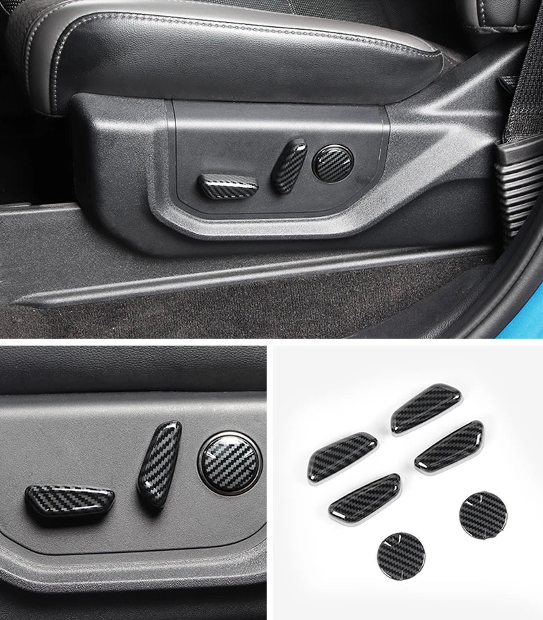 Carbon Fiber Seat Handle Button Cover Trim for Ford F150 (2015-2019) 6 x PCS