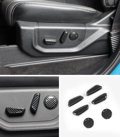 Carbon Fiber Seat Handle Button Cover Trim for Ford F150 (2015-2019) 6 x PCS