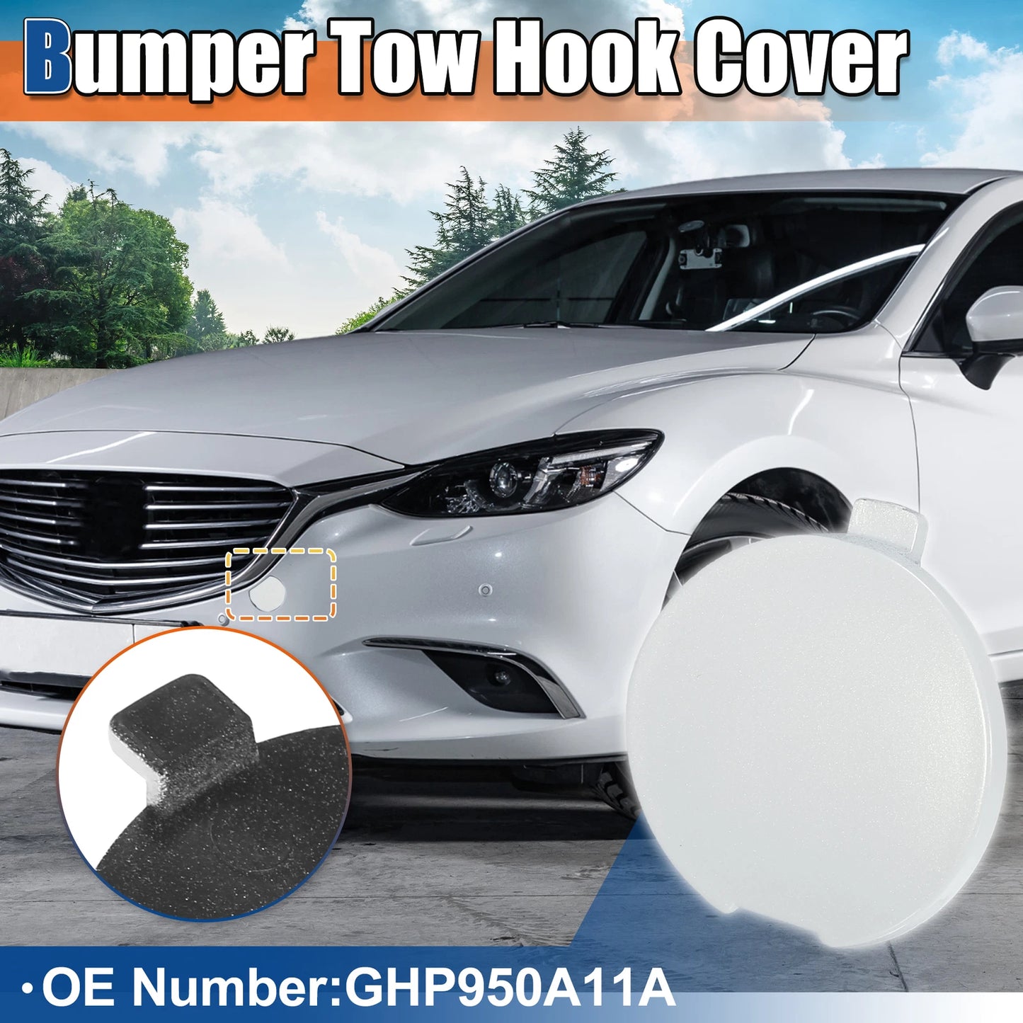 Front Side Tow Hook Cover for Mazda 6 (2014-2016) - White