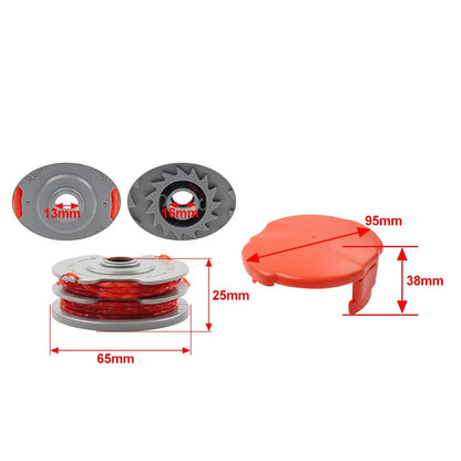 3 x Strimmer Double Autofeed Spools w/ Covers for Flymo FLY021