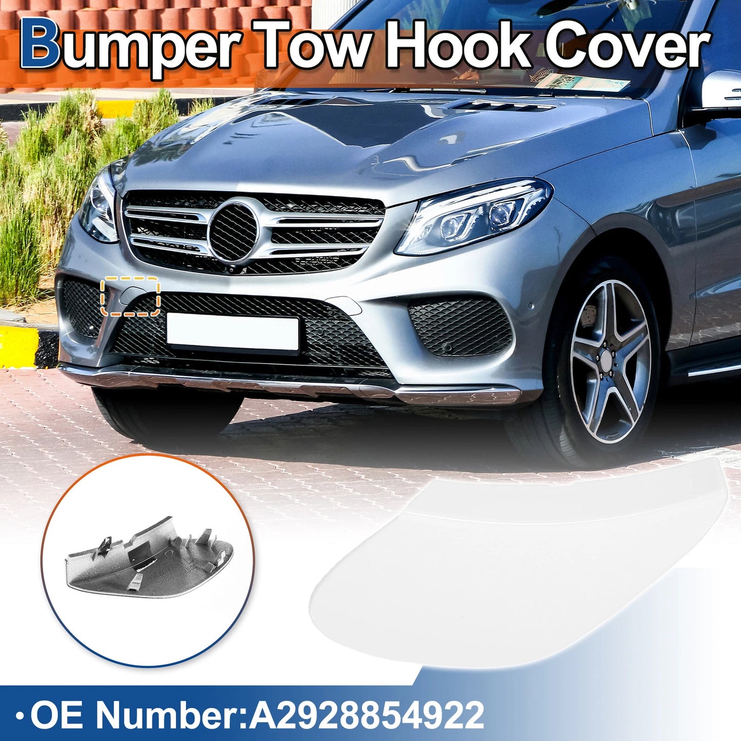 Front Bumper Tow Hook Cover for Mercedes-Benz GLE W166 (2016-2020) White