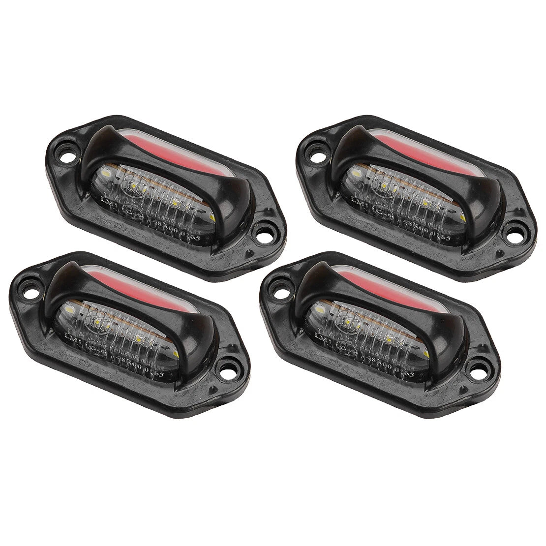 4Pcs 12-24V White & Red LED License Plate Tag Lights for Car Truck Trailer