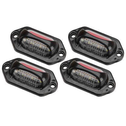 4Pcs 12-24V White & Red LED License Plate Tag Lights for Car Truck Trailer