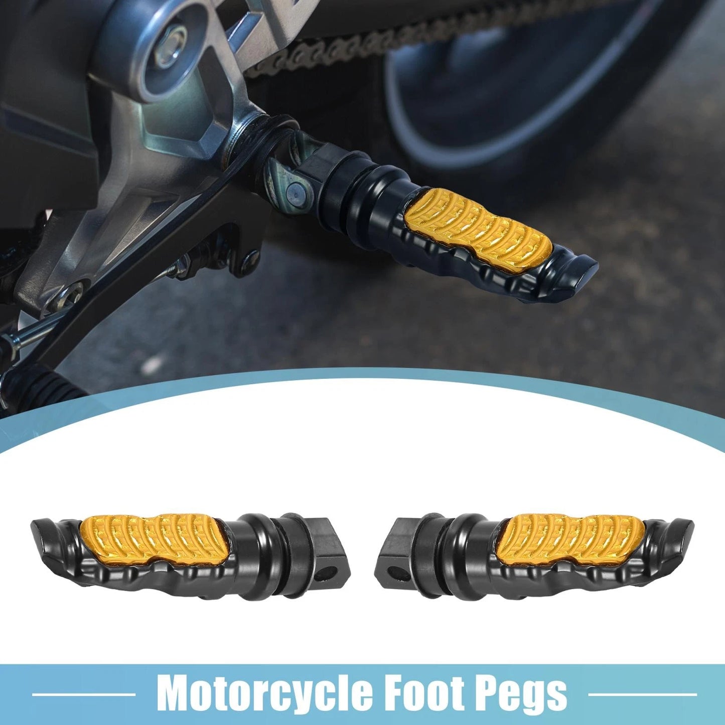 1 Pair 8.5mm Aluminum Aolly Rearsets Footrest Footpeg Gold Tone for Motorcycle