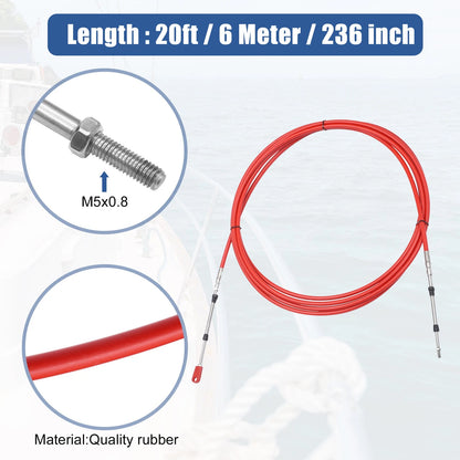 2 x Marine Throttle Shift Control Box Cable with Clevis Red for Boats