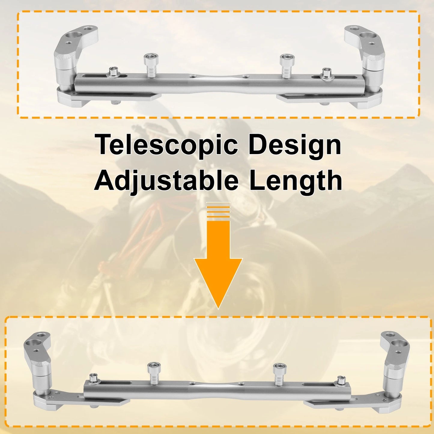 Motorcycle Balance Bar Extender Bracket / 320mm / Center Hole Silver Tone