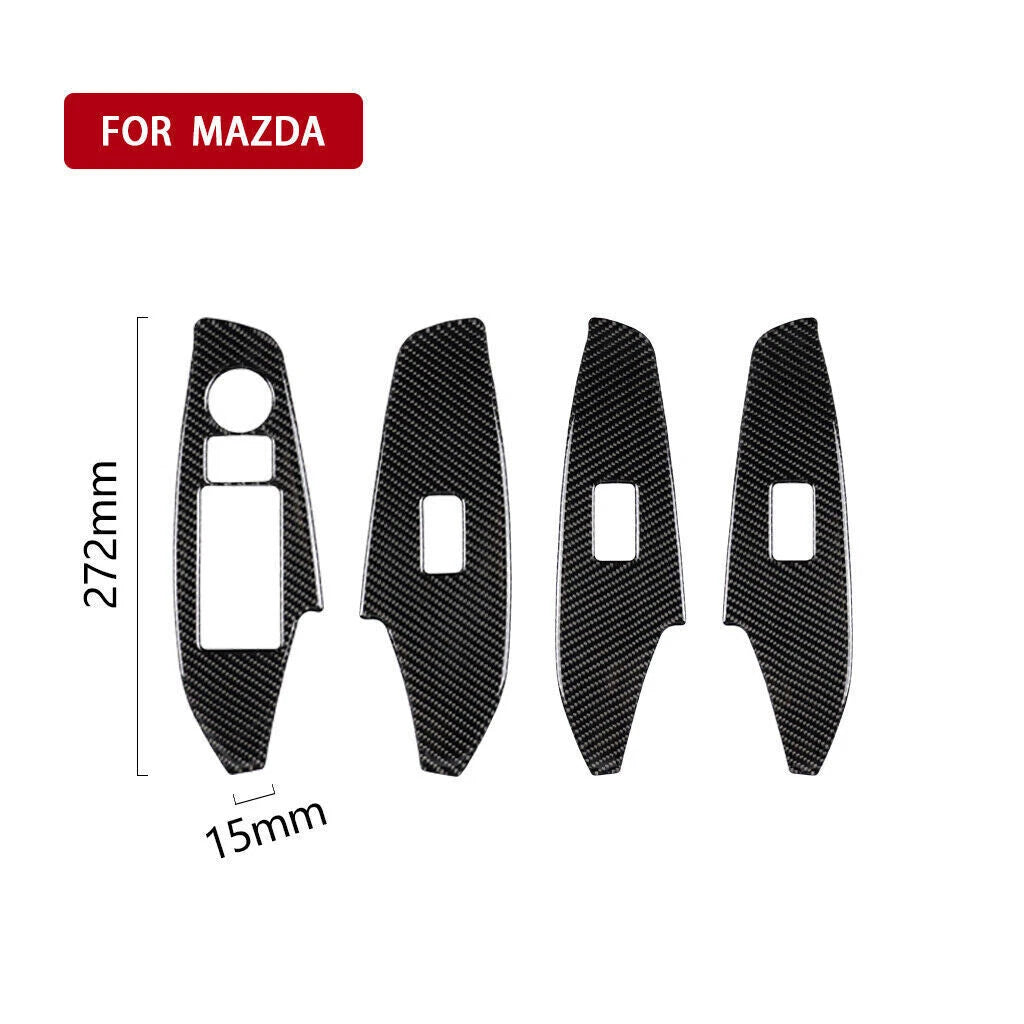 For Mazda 3 Axela 2014-2018 Carbon Fiber Window Switch Panel Cover Trim Sticker