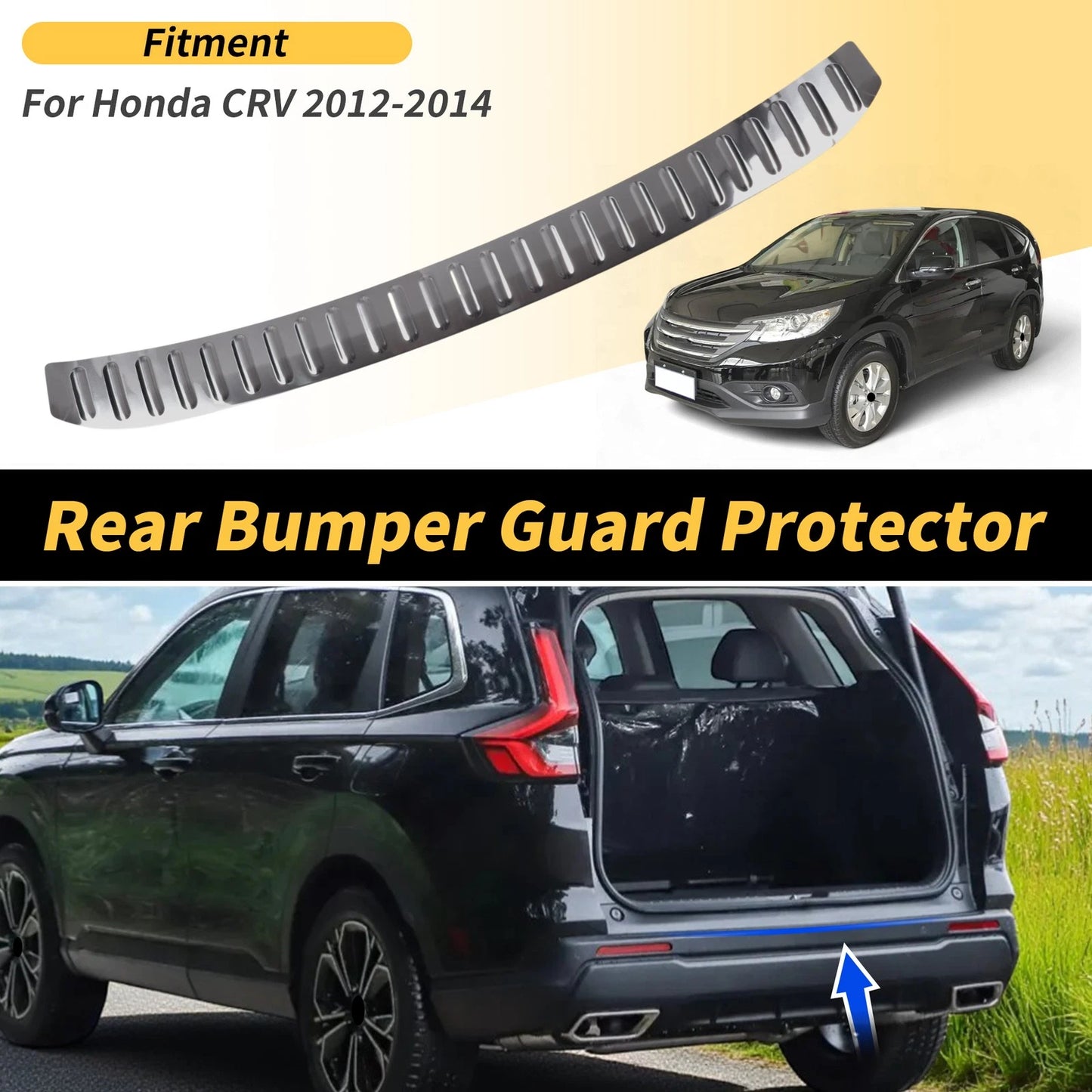 Rear Bumper Topper for Honda CR-V 2012-2014 Silver Tone 1 x Pcs