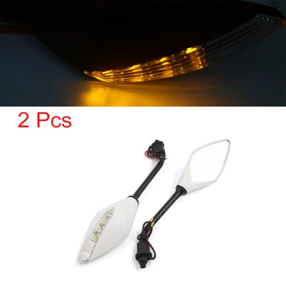 2 x Integrated LED Turn Signal Side Mirrors 10MM for Universal Motorcycle Dirt Bike