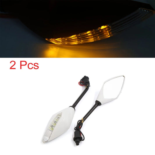 2 x Integrated LED Turn Signal Side Mirrors 10MM for Universal Motorcycle Dirt Bike