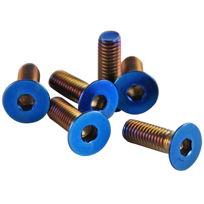 6 x Flat Head Burnt Titanium Blue Steering Wheel Bolts for Boss Kit
