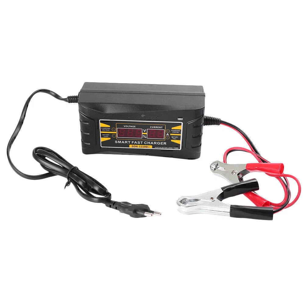 12V 10A Smart Fast Lead-acid Battery Charger with LCD for Car & Motorcycle