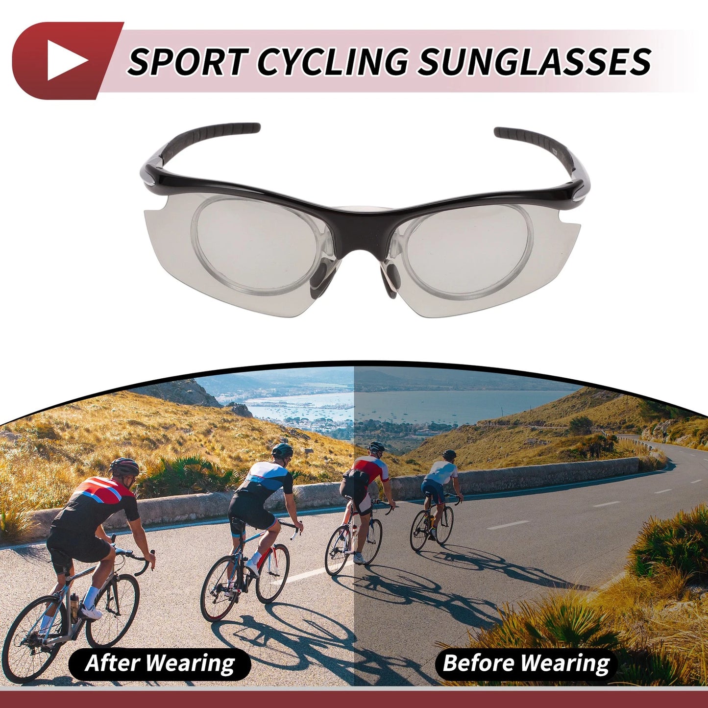 1 Pc Motorcycle Riding Goggles Light Gray Lens Black Gray Frame