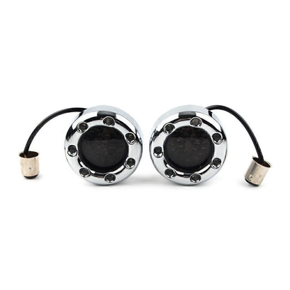 Amber LED Turn Signal Lights for Harley - 1157 Fire Ring Chrome Housings