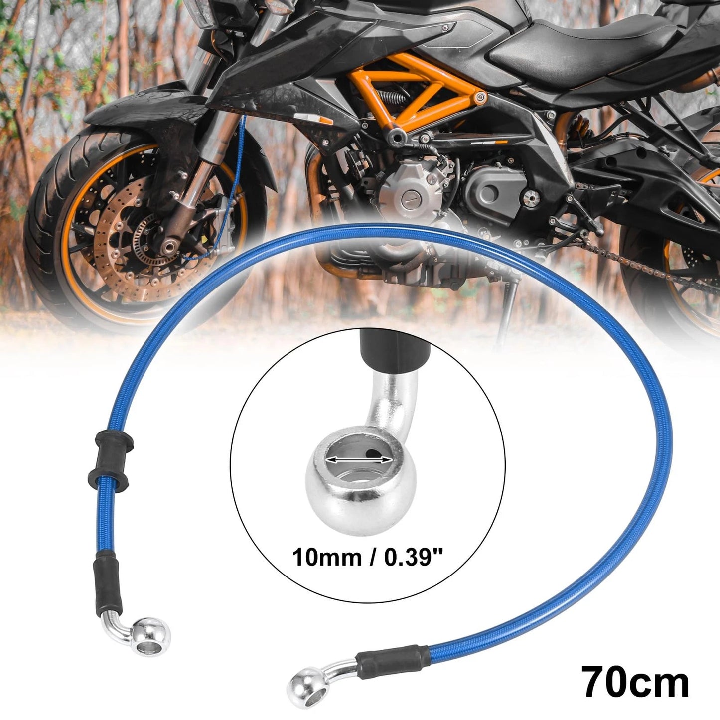 70cm Motorcycle Brake Clutch Oil Hose Line Pipe Hydraulic Blue for Universal