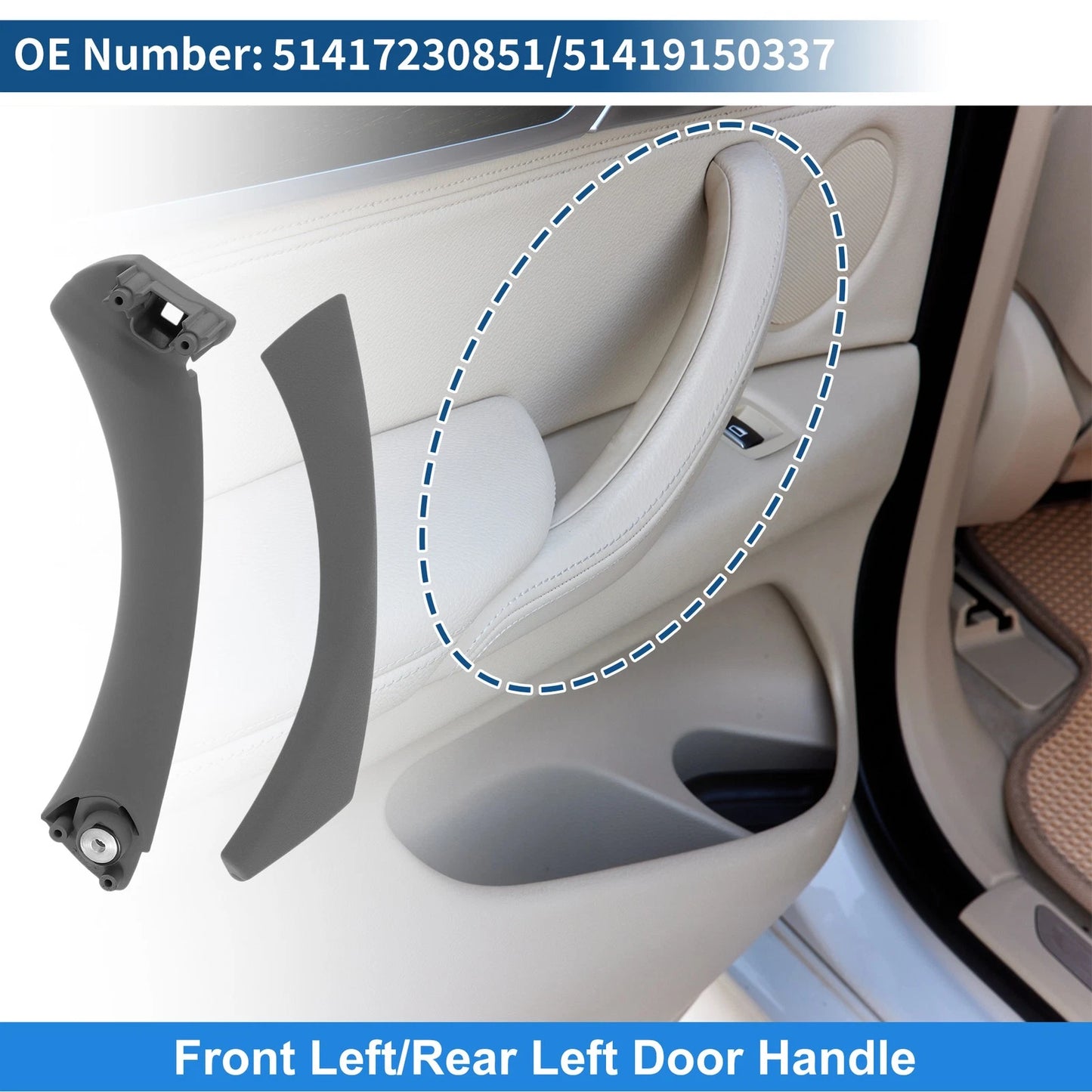 Inner Door Panel Handle Gray for BMW 3 Series E90 E91 (2004-2012)