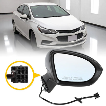 Right Passenger Side Door Mirror Gloss Black for Chevy Cruze (2016-2019)