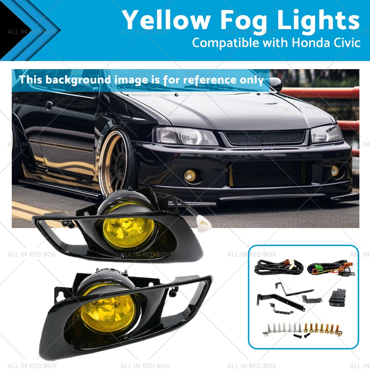 Yellow Fog Lights for Honda Civic EK EM 2/3/4 Dr JDM (1999-2000)