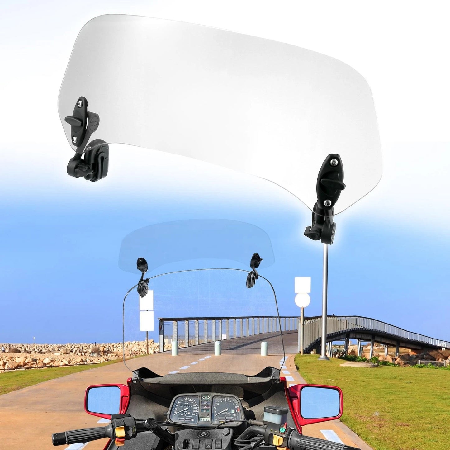 37cm Clear Windshield Extension for Motorcycle