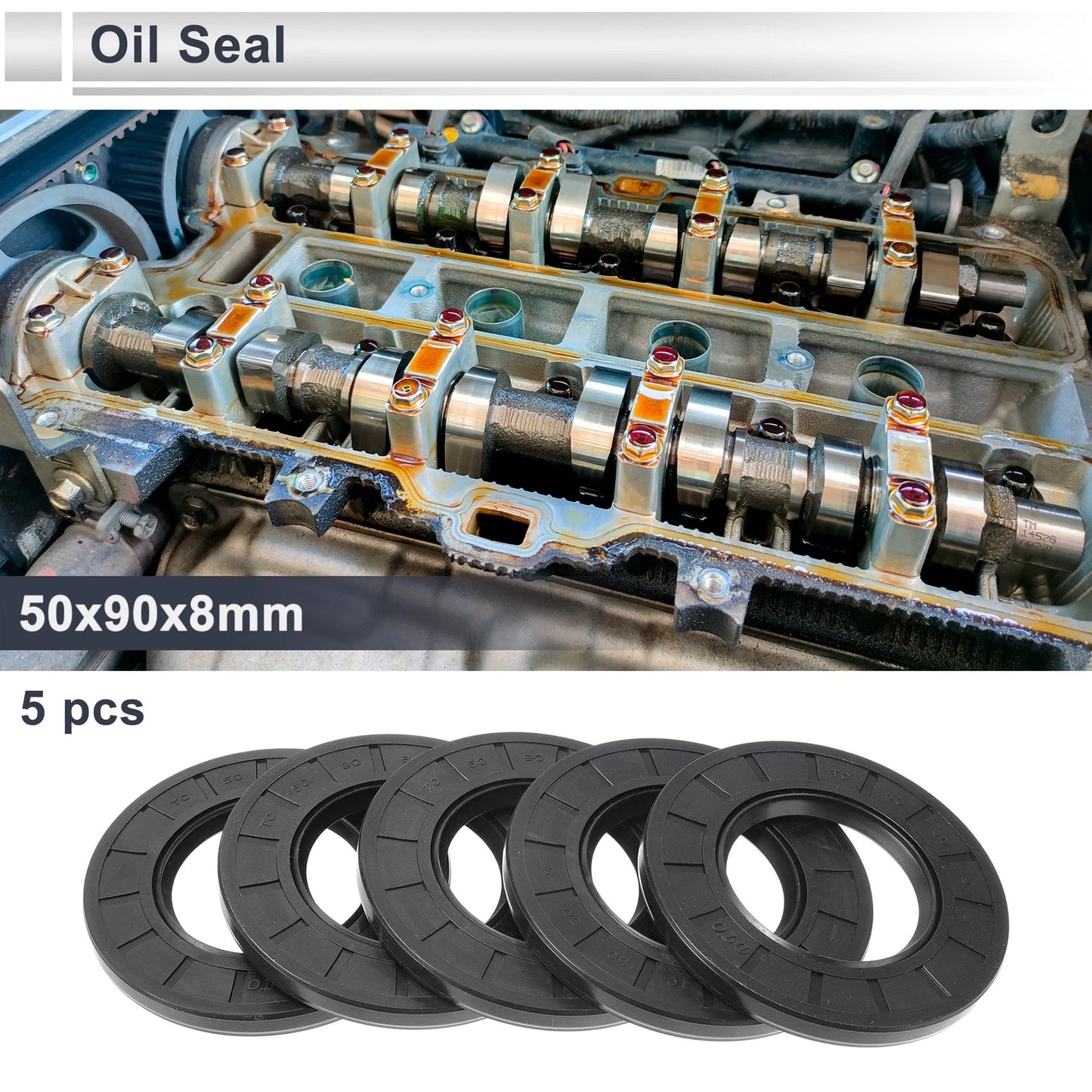 Oil Seal / 50x90x8mm / Seal Ring Rotary Shaft Seal (Nitrile Rubber) 5 Pcs