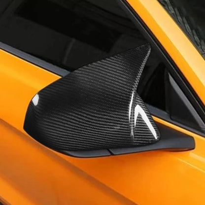 Real Carbon Fiber Stick-on Side Mirror Cover Caps for Ford Mustang 2015-2023