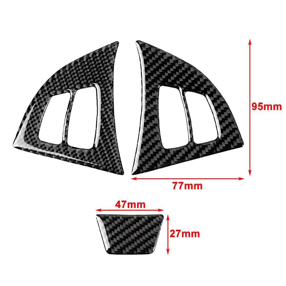 3 x Carbon Fiber Steering Wheel Cover Trim for BMW X5 X6 (2007-2013)