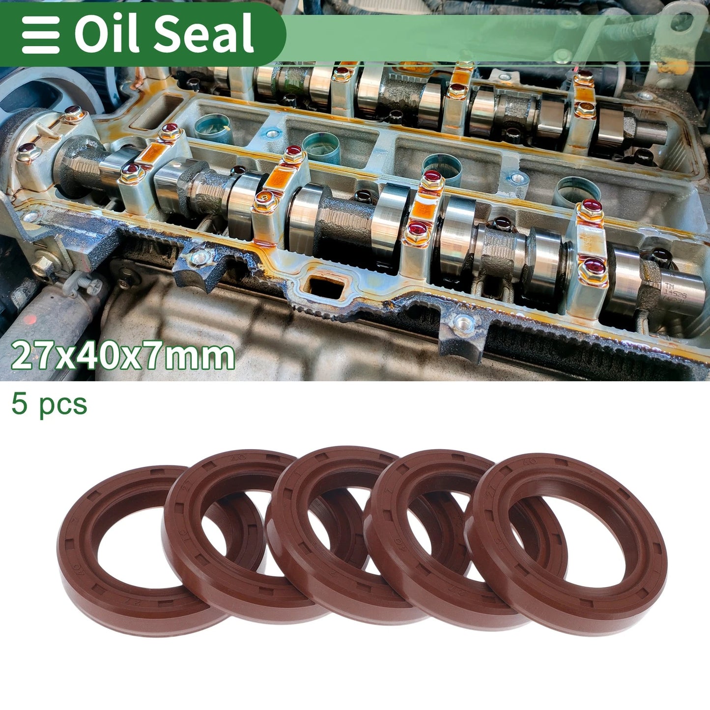 Oil Seal 27x40x7mm 5 Pcs Seal Ring Rotary Shaft Seal FKM Rubber for Make Model