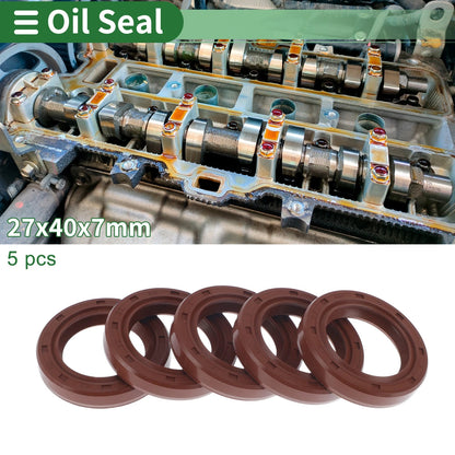 Oil Seal 27x40x7mm 5 Pcs Seal Ring Rotary Shaft Seal FKM Rubber for Make Model
