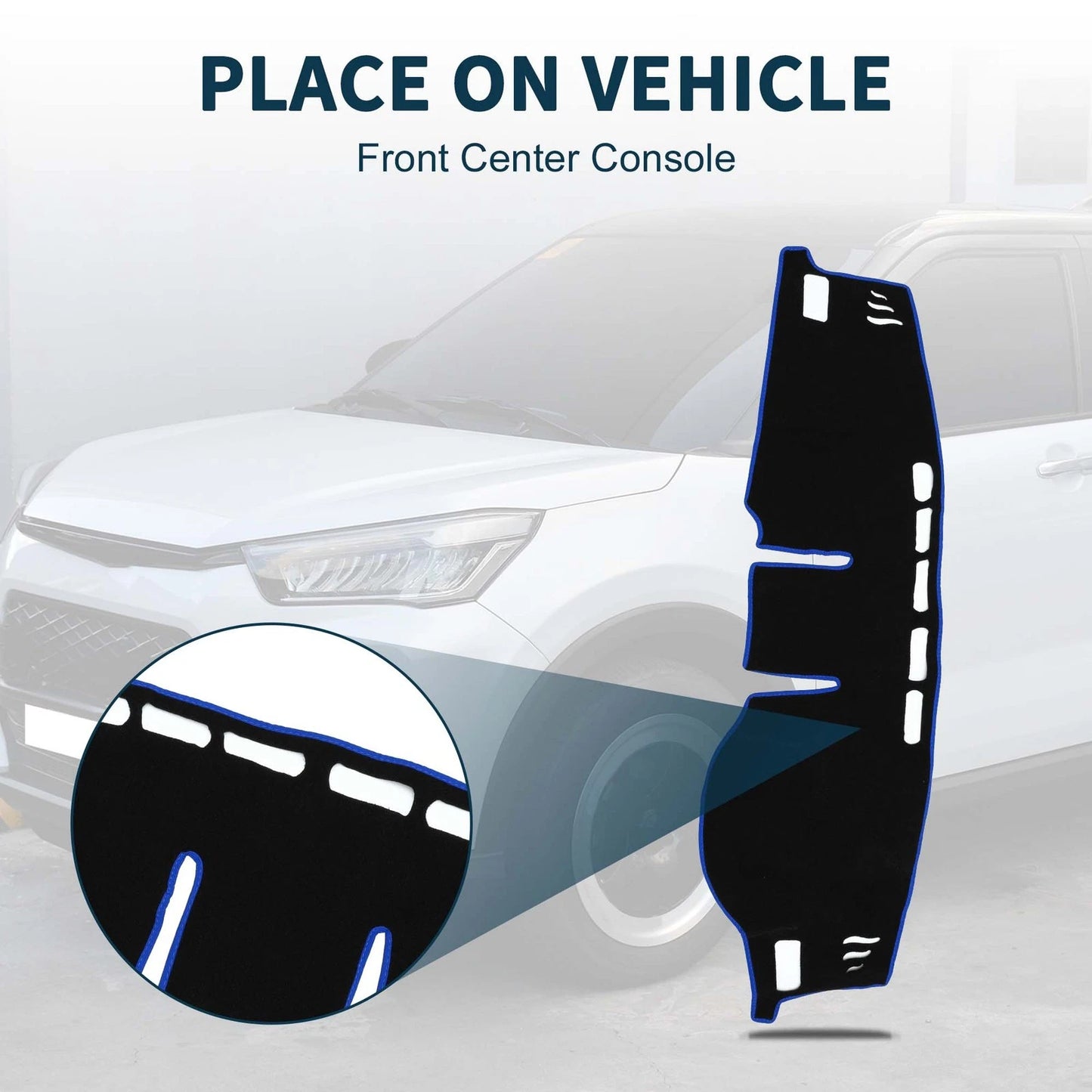 Dashboard Cover Mat for TOYOTA RAIZE A200A (2020-2023) - Black Blue 1 Set